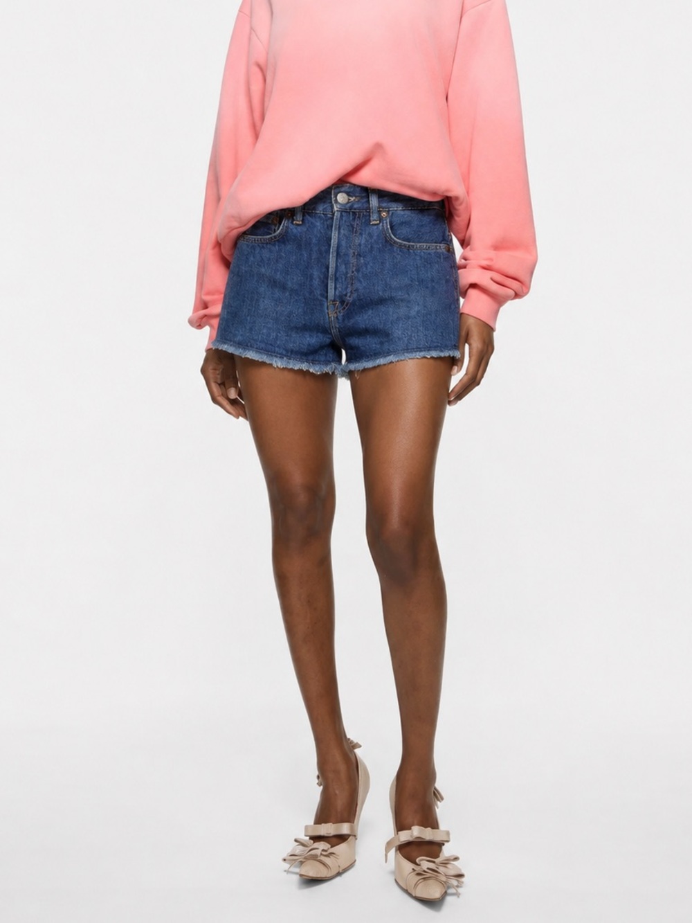 Acne Studios Cutoff Raw Hem Denim Shorts